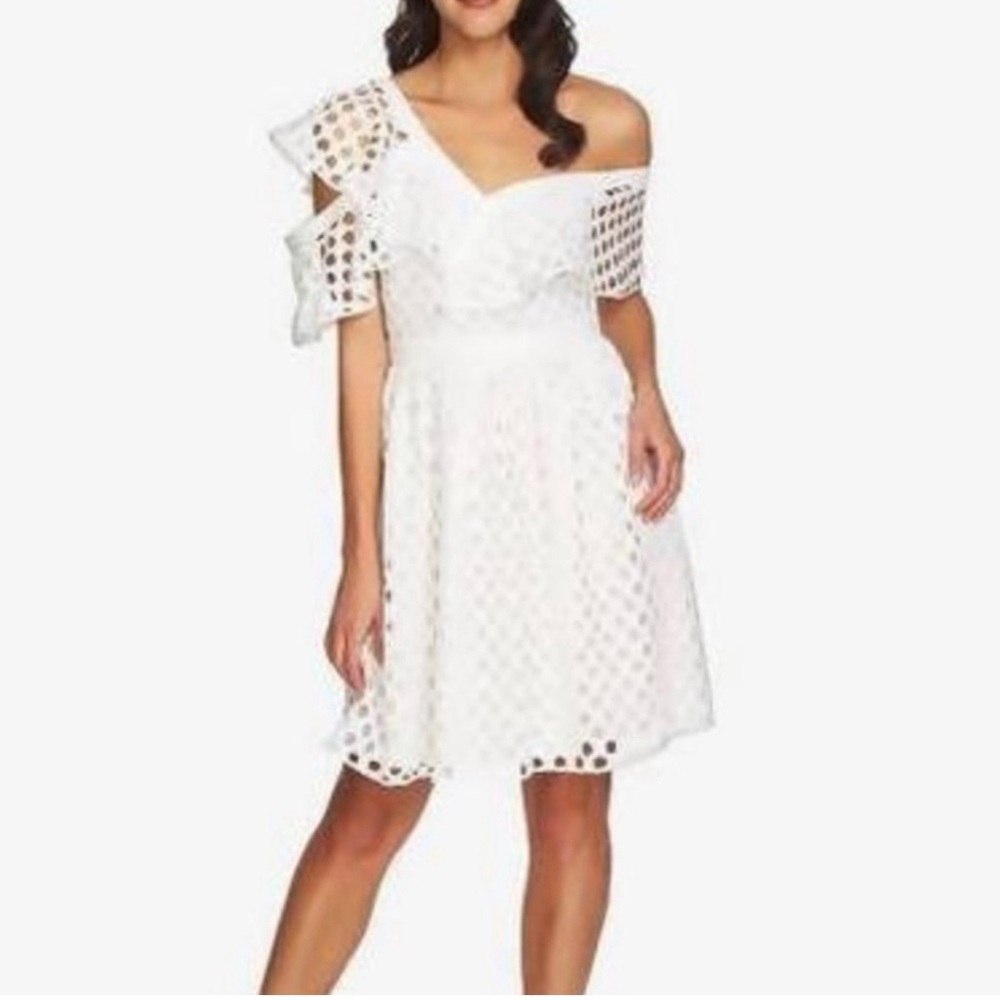 CeCe White Lace Off Shoulder Dress